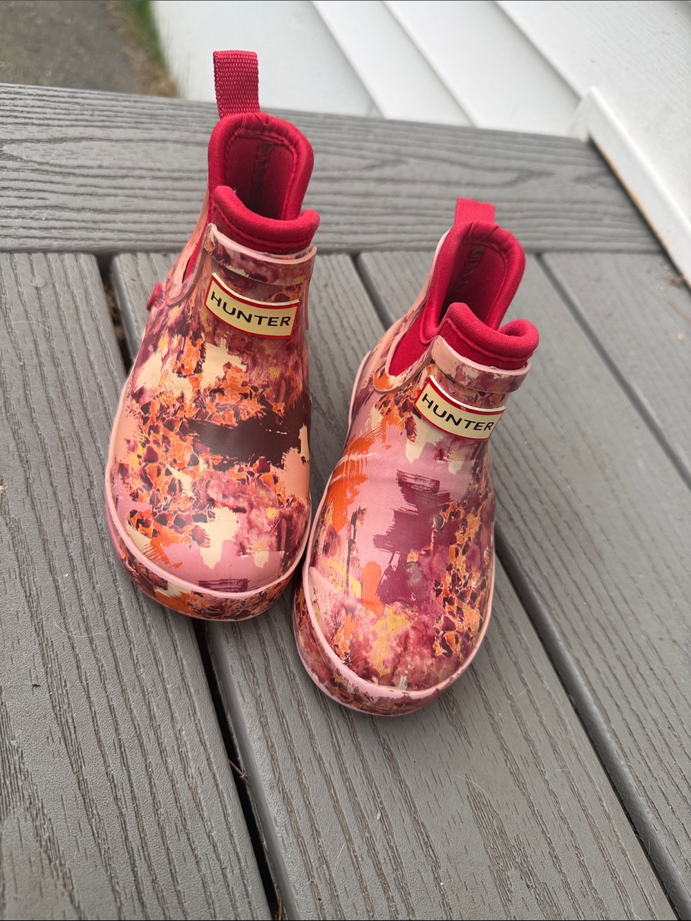 Hunter Kids Pink & Coral Floral Waterproof Rain Boots